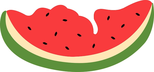 Ilustración vectorial de rebanadas de sandía roja de dibujos animados simples aisladas