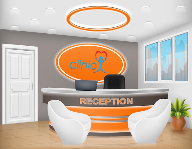 Ilustración vectorial de la recepción de la oficina