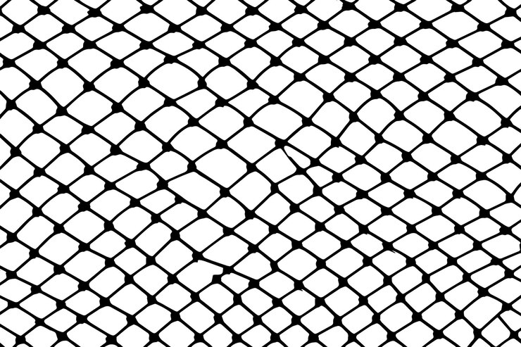 Vector ilustración vectorial de una red delineada en negro con una apariencia texturizada aislada en un blanco