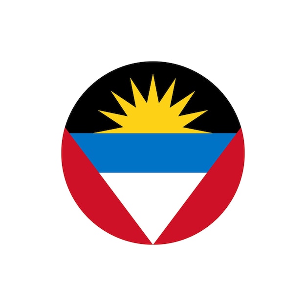 Ilustración vectorial redonda del emblema de la bandera de Antigua y Barbuda