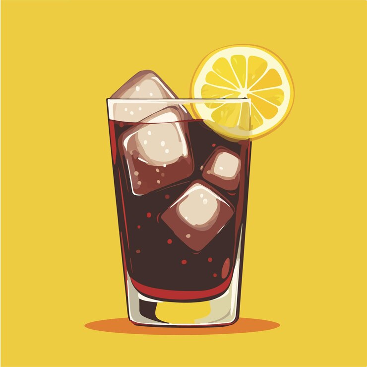 Vector ilustración vectorial de refrescante con hielo y limón twist
