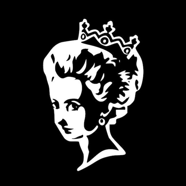 Ilustración vectorial de la reina en blanco y negro