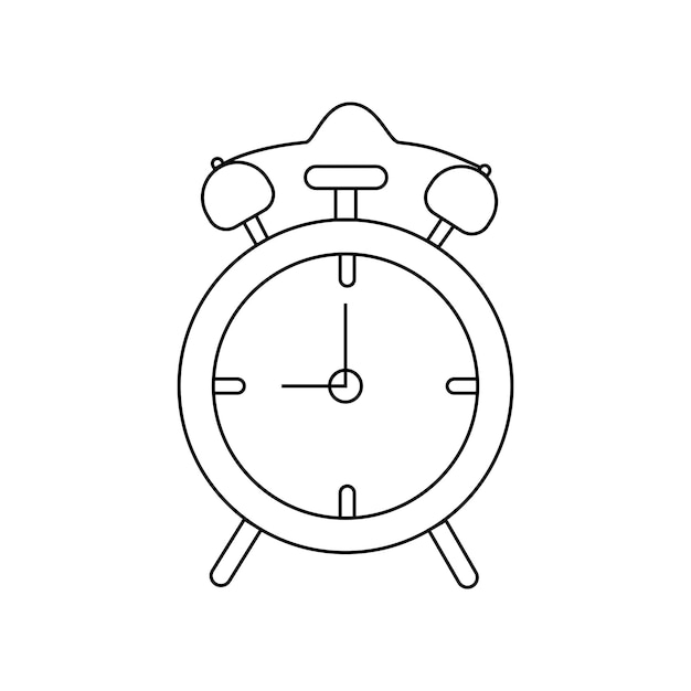 Ilustración vectorial de un reloj despertador aislado sobre fondo blanco