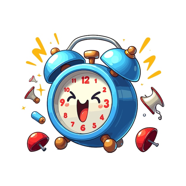 Vector ilustración vectorial del reloj despertador de dibujos animados