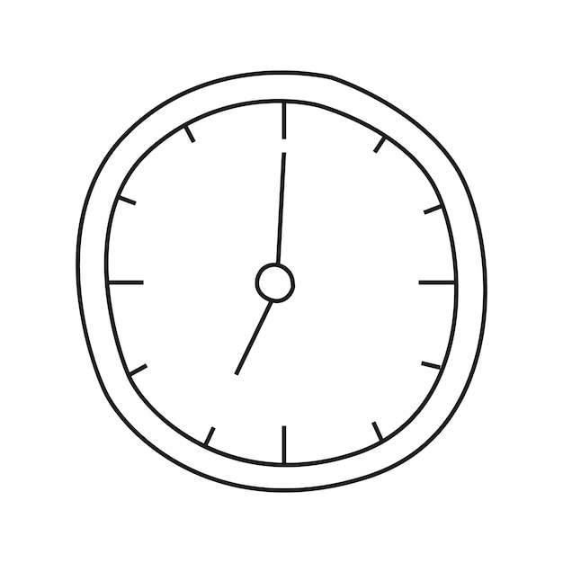 Ilustración vectorial de un reloj de pared en estilo garabato