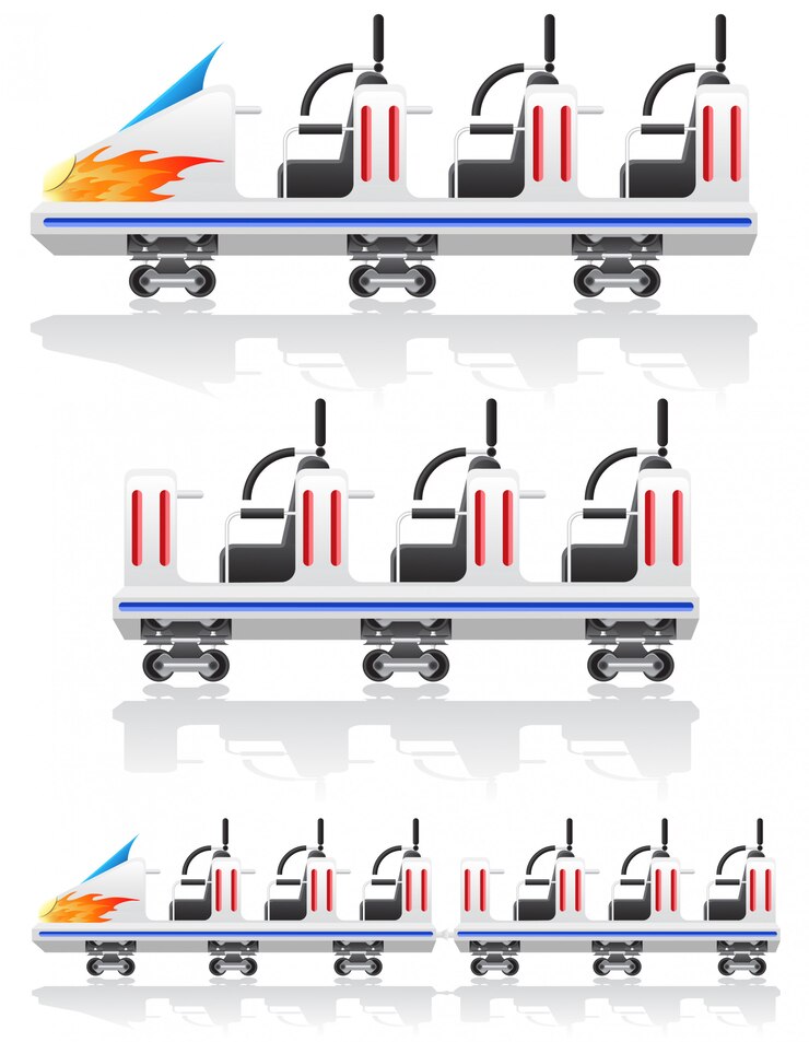 Vector ilustración vectorial de remolques para montañas rusas