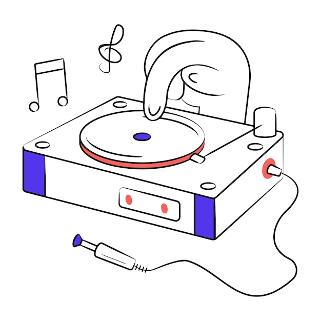 Ilustración vectorial de un reproductor de vinilo