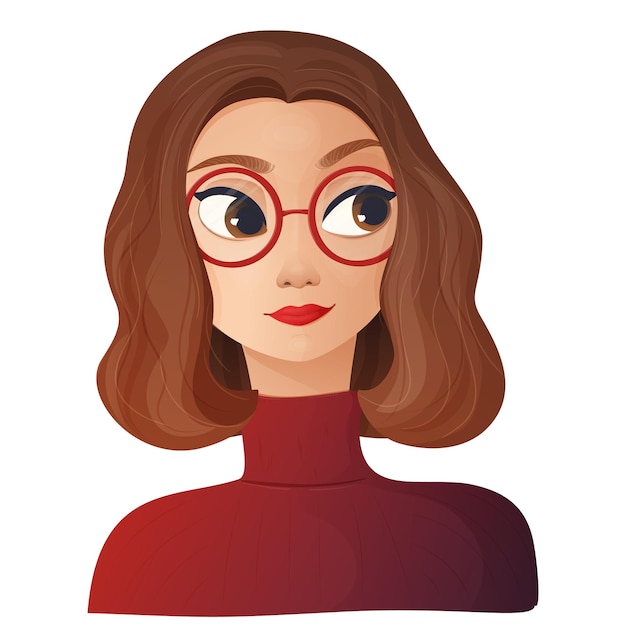 Ilustración vectorial Retrato de una chica con el cabello corto en gafas