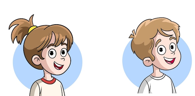 ilustración vectorial del retrato de niño y niña