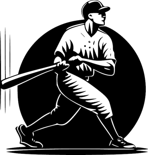 Ilustración vectorial retro de béisbol en blanco y negro