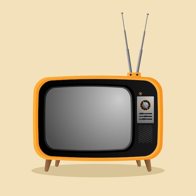 Ilustración vectorial retro de TV naranja