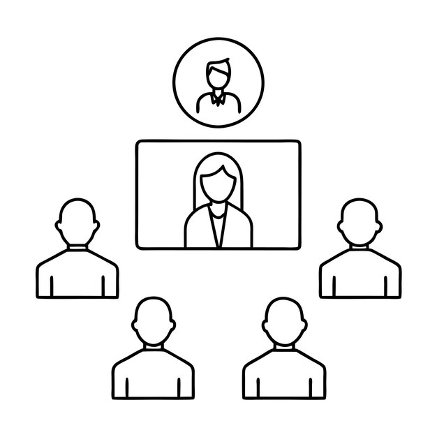 Ilustración vectorial de reuniones virtuales Diseño moderno de comunicación empresarial para la colaboración en línea