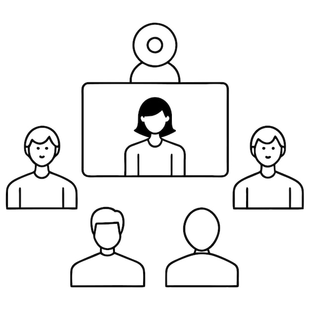 Ilustración vectorial de reuniones virtuales Diseño moderno de comunicación empresarial para la colaboración en línea