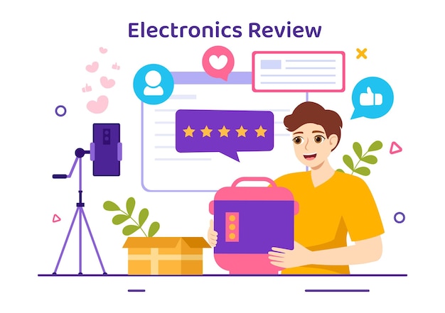 Ilustración vectorial de revisión electrónica con calificación del cliente Calidad del servicio o aplicación