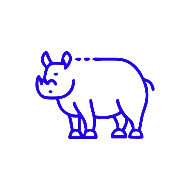 Ilustración vectorial de un rinoceronte aislado sobre un fondo blanco para libros de colorear para niños