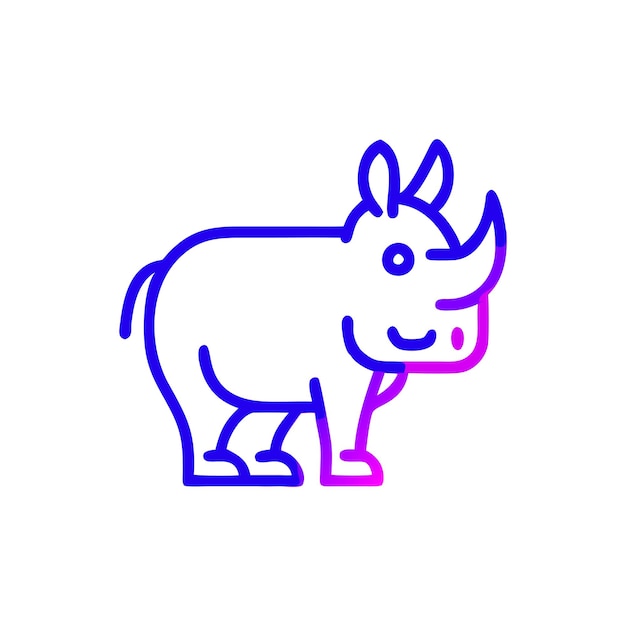 Ilustración vectorial de un rinoceronte aislado sobre un fondo blanco para libros de colorear para niños