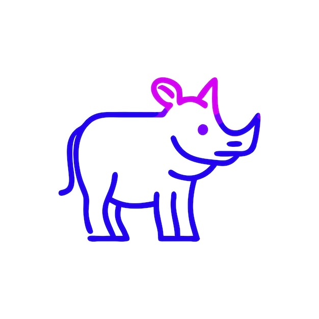 Ilustración vectorial de un rinoceronte aislado sobre un fondo blanco para libros de colorear para niños