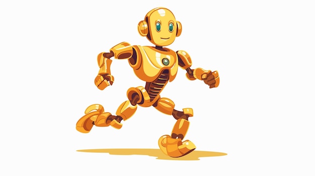 Ilustración vectorial del robot corredor dorado alto