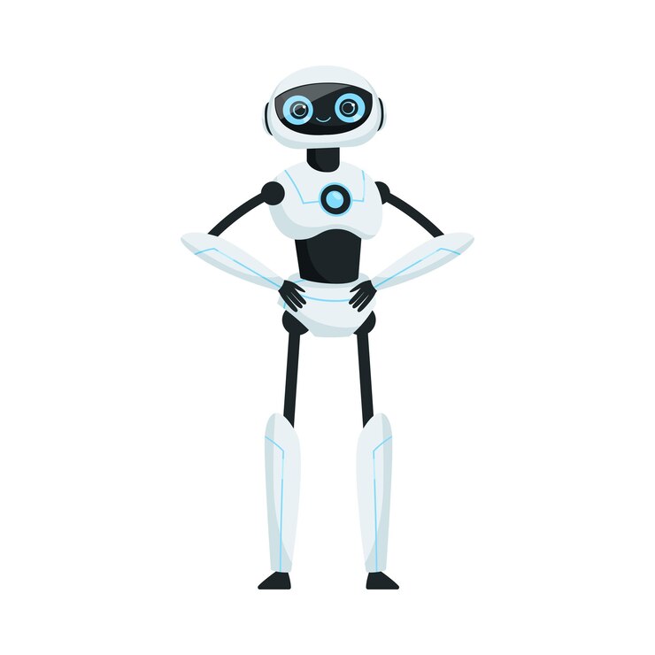 Vector ilustración vectorial del robot moderno de pie como máquina programable