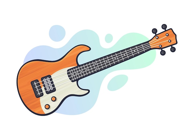 Ilustración vectorial Rock electro o bajo Guitarra Instrumento musical punteado de cuerda