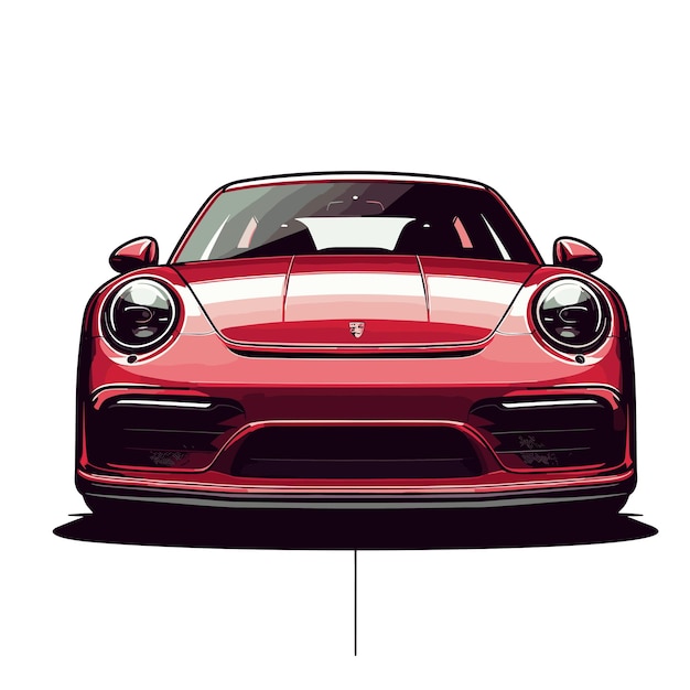 Ilustración vectorial roja de deportes que alcanzan el estilo de coche plano