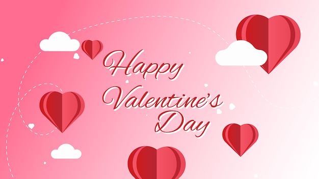 Ilustración vectorial romántica de Feliz Día de San Valentín con corazones, símbolos de amor y tipografía elegante