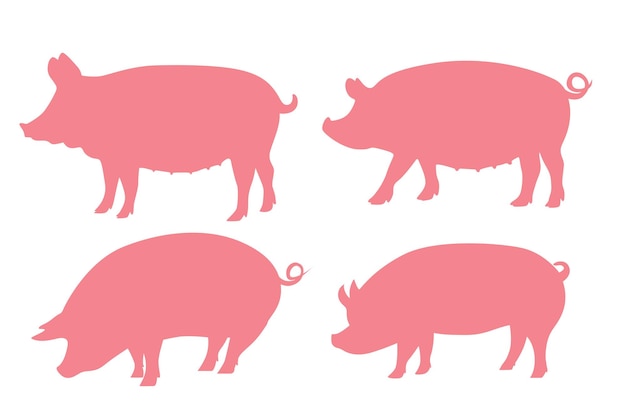 Una ilustración vectorial rosa y blanca de calidad de un cerdo.
