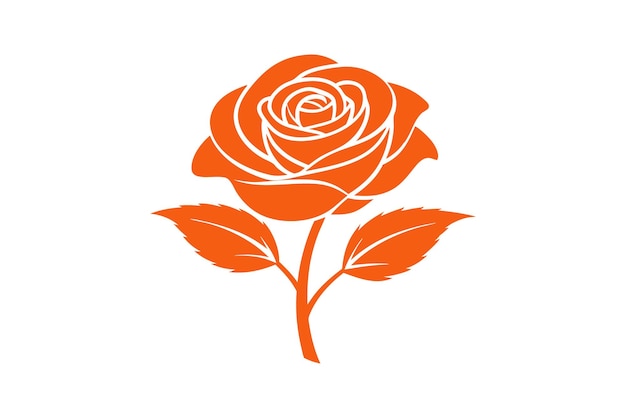 Ilustración vectorial de rosa naranja Flor floral elegante aislada en fondo blanco para Romanti