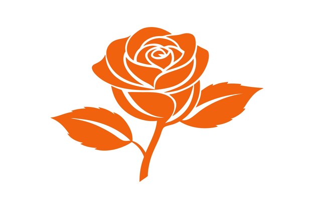 Ilustración vectorial de rosa naranja Flor floral elegante aislada sobre un fondo blanco para lo romántico