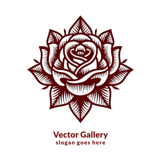 Ilustración vectorial de rosas rojas y diseño de tatuajes