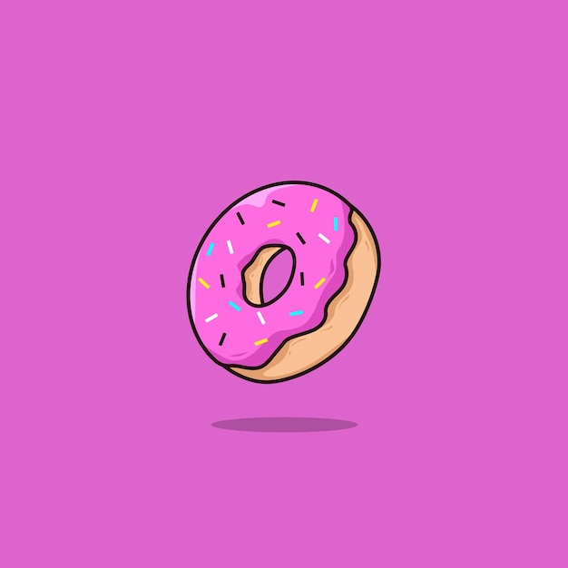 Ilustración vectorial de rosquilla Estilo de dibujos animados planos adecuado para pegatinas de banner web