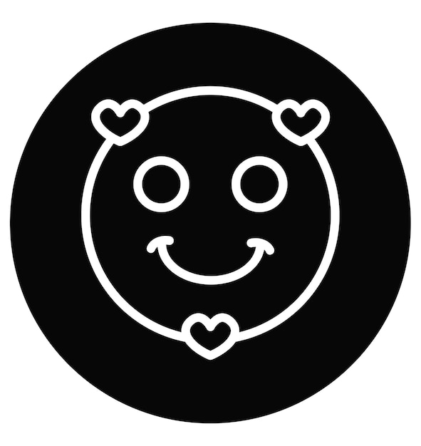 Ilustración vectorial de rostro sonriente con corazones