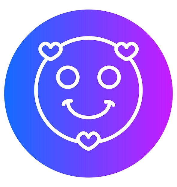 Ilustración vectorial de rostro sonriente con corazones