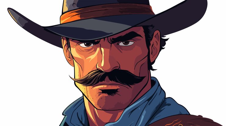 Vector ilustración vectorial del rostro de un vaquero fuerte