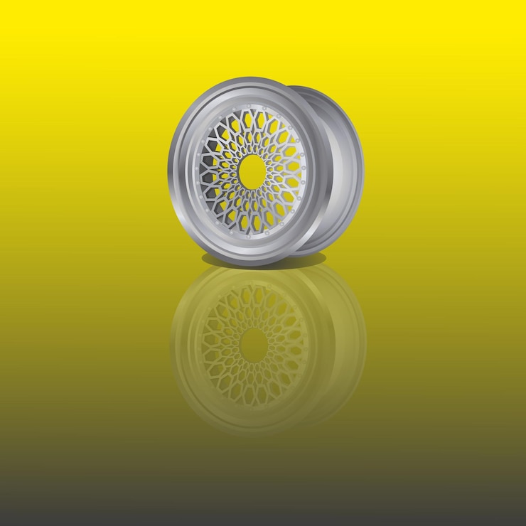 Vector ilustración vectorial de ruedas de automóviles sobre un fondo amarillo