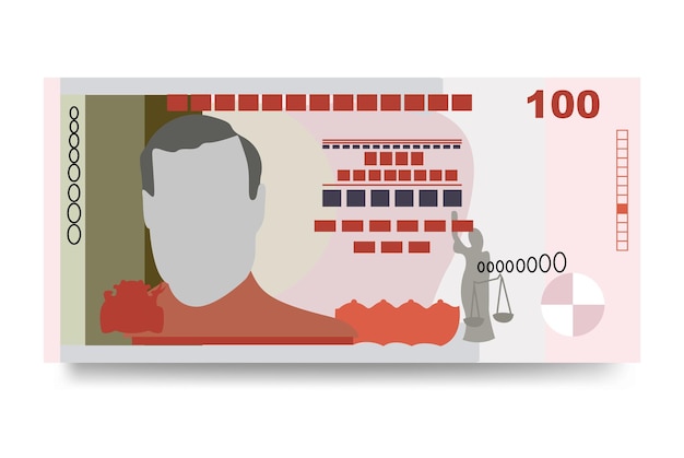 Vector ilustración vectorial de la rupia de mauricio conjunto de dinero de mauricio paquete de billetes papel moneda 100 mur
