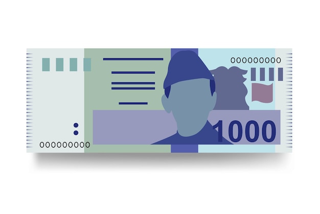 Ilustración vectorial de la rupia paquistaní Conjunto de dinero paquistaní Paquete de billetes Papel moneda 1000 PKR