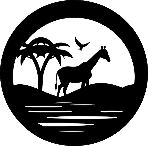 Ilustración vectorial de Safari en blanco y negro