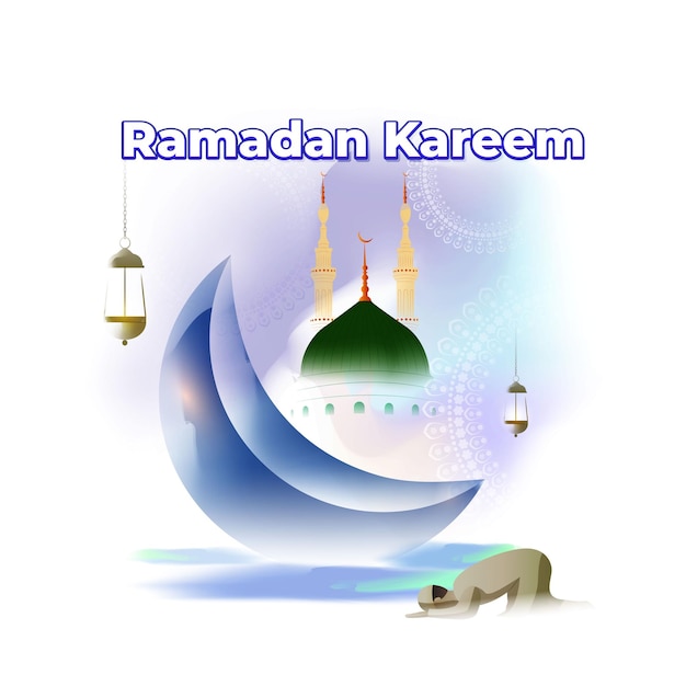 Ilustración vectorial del sagrado mes islámico Ramadán Kareem saludo