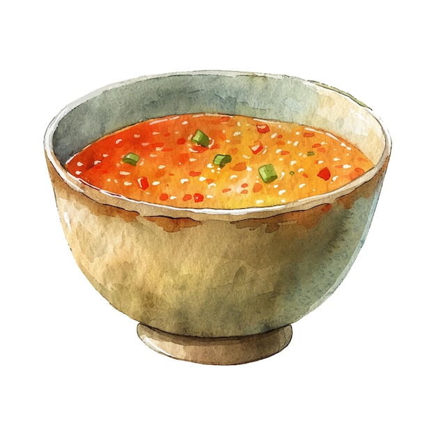 Ilustración vectorial de la salsa nuoc en estilo acuarela