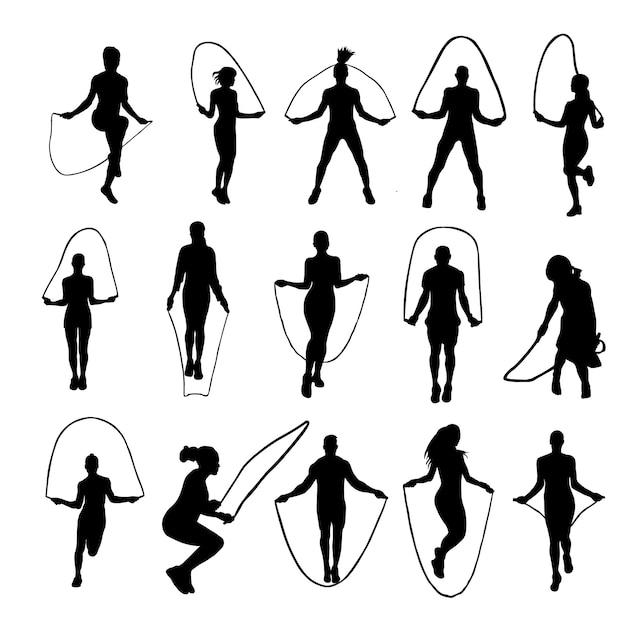 Vector ilustración vectorial de salto de cuerda diseño eps para el fitness y la diversión