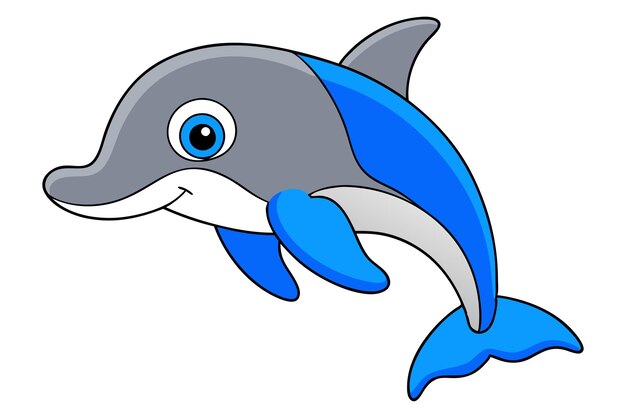 Ilustración vectorial de salto de delfín juguetón Ilustración vectoria de salto delfín jugoso
