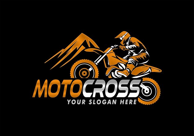 Ilustración vectorial de salto de motocross logotipo del equipo de carreras aislado en fondo negro