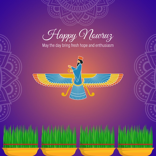 Ilustración vectorial del saludo de Año Nuevo persa Happy Nowruz