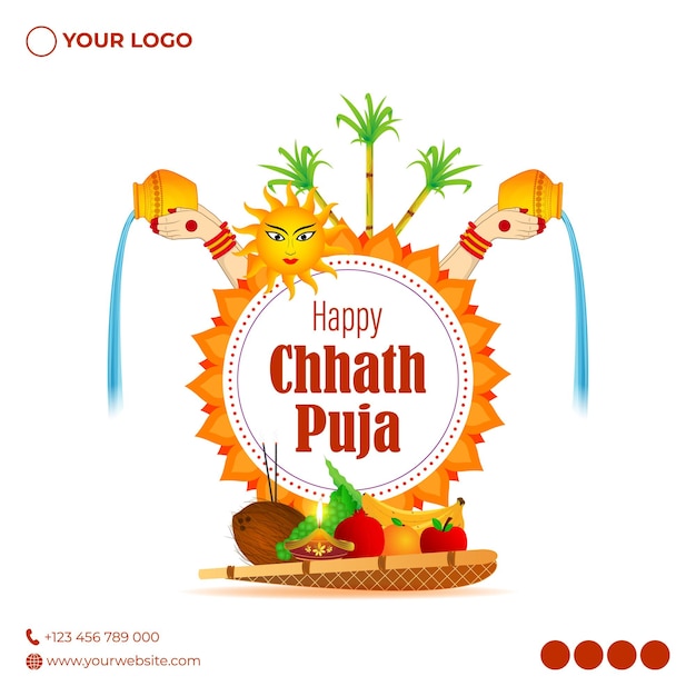 Ilustración vectorial para el saludo de Chhath Puja