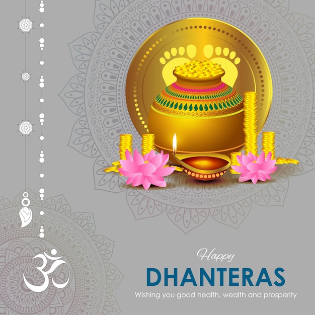 Ilustración vectorial del saludo del festival indio Happy Dhantera