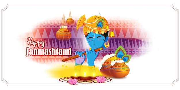 Ilustración vectorial para el saludo del festival indio Janmashtami