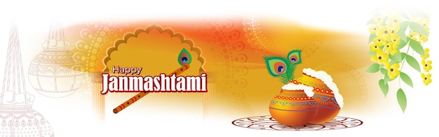 Ilustración vectorial para el saludo del festival indio Janmashtami
