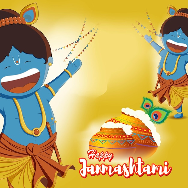 Ilustración vectorial para el saludo del festival indio Janmashtami