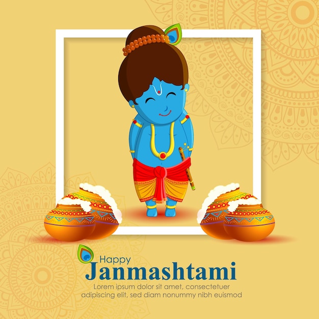 Ilustración vectorial para el saludo del festival indio Janmashtami